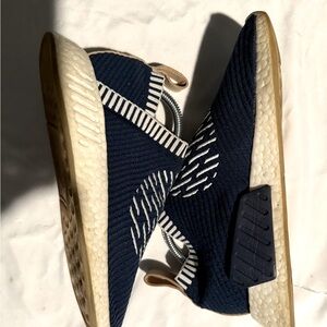 Blue and White Slip-On Sneakers